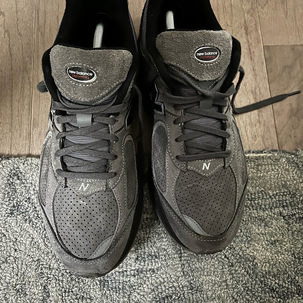 New Balance 2002R in black, gray suede leather